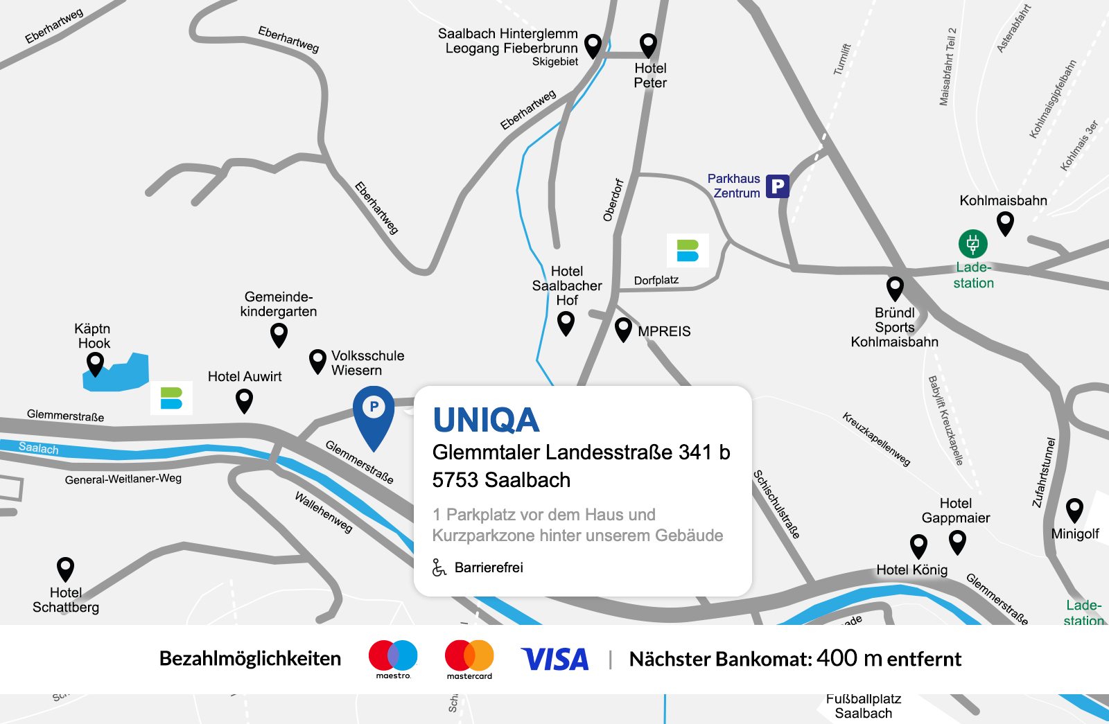 Eine detaillierte gezeichnete Karte der UNIQA Generalagentur Fresacher & Partner